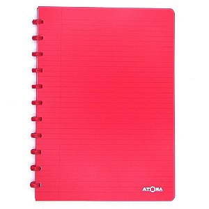Caderno De Disco A4 72 Folhas Transparent Vermelho - Atoma