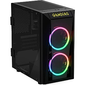 GABINETE GAMER TALOS E1 PRETO COM FANS GAMDIAS