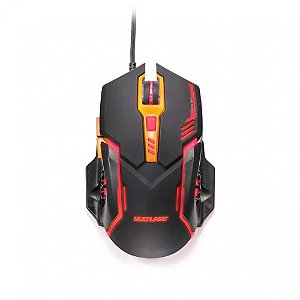 MOUSE GAMER 2400 DPI PRETO E LARANJA MO270 MULTILASER