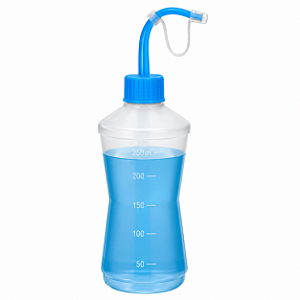 Almotolia em Polietileno 250 mL Natural com Bico Curvo Azul e Cânula – J.Prolab