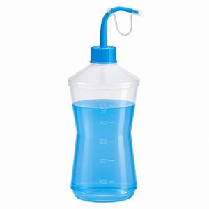 Almotolia em Polietileno 500 mL Natural com Bico Curvo Azul e Cânula – J.Prolab