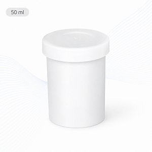 Coletor em Polipropileno 50 mL Branco Leitoso com Tampa Branca e Pá – Pacote com 1.000 Unidades – J.Prolab
