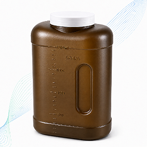 Coletor de Urina 24 h Âmbar Translúcido em PE (2 L / 2.000 mL) sem Selo – Pacote com 44 unidades – J.Prolab