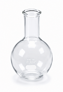 Balão de Fundo Chato com Gargalo Longo e Tampa de Borracha Pyrex - Corning
