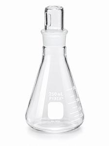 Frasco Erlenmeyer Graduado Boca Estreita com Tampa de Vidro Pyrex - Corning