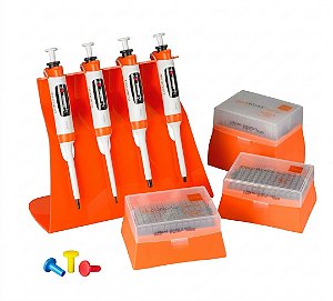 Kit Inicial com 4 Micropipetadores Lambda™ EliteTouch com Suporte e Ponteiras - Corning