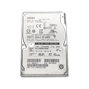 HD HGST 600GB SAS 6Gb/s 10K RPM 2.5" SFF Ultrastar C10K600 (0B26032) - Seminovo