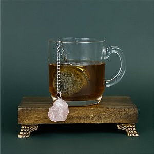 Infusor de Chá com Cristal Quartzo Rosa