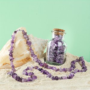 Colar Longo de Ametista Na Garrafa (Conexão Espiritual e Calma)