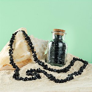 Colar Longo Ônix Preto na Garrafa (Blindagem espiritual e Segurança)