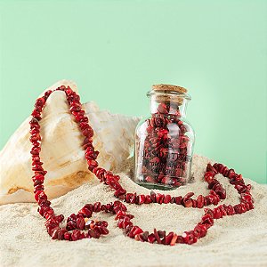 Colar Longo Coral Vermelho Na Garrafa (Autoconfiança e Sensualidade)