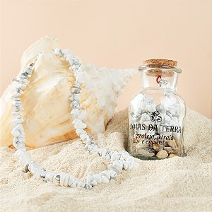 Colar Choker de Howlita Na Garrafa Com Extensor de Tamanho (Paciência e Leveza)