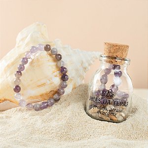 Pulseira Esfera Ametista Lapidada Na Garrafa (Conexão Espiritual e Calma)