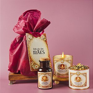 Kit Mãe Cuidada Vela Aromática + Chá Lata + Escalda Pés (Presente dia das Mães)