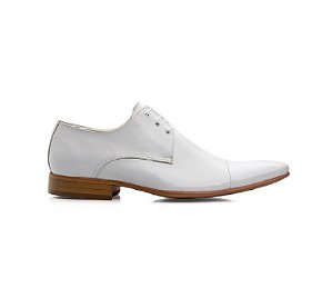 Sapato Social Branco Masculino Cadarço Design Italiano