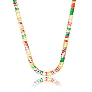Colar Maju Riviera Baguette Zirconias Coloridas