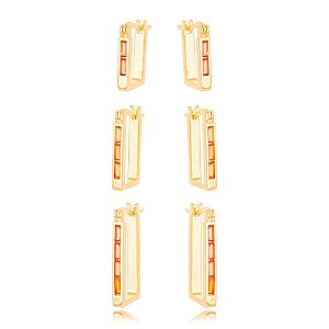 Argola Quadrada Raquel com Zirconias Amarelas G
