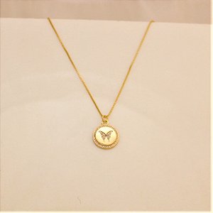 Colar com pingente de Borboleta cavejada em Zirconia