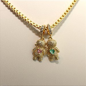 Pingente Menina / Menino Cristal