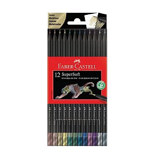 Lápis de cor 12un Supersoft cores metálicas Faber Castell