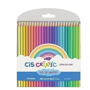 Lápis de cor sextavado 24un tons pastel criatic CIS