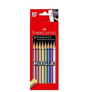 Lápis de cor sextavado Ecolápis 10un metálico Faber Castell