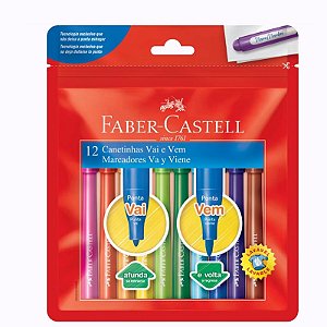 Canetinha Hidrográfica colorida vai e vem 12 cores Faber Castell