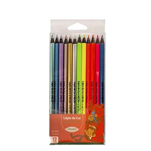 Lápis de cor 12 cores especiais neon/metálico Leo e leo