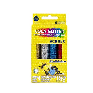 Cola glitter 15gr cada c/4 cores Acrilex