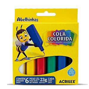 Cola colorida 23gr c/6 cores Acrilex