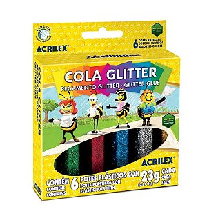 Cola glitter 23gr cada c/6 cores Acrilex