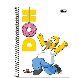 Caderno Espiral Capa Dura Branco 1 Matéria Simpsons Tilibra