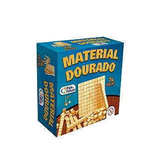 Material dourado com 74 peças madeira Pais e filhos