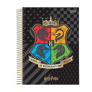 Caderno Espiral Colegial Preto Casas Capa Dura Universitário 1 Matéria Harry Potter Jandaia