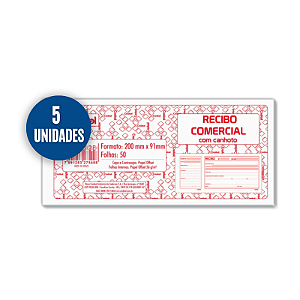 Recibos Comercial Com Canhoto 200mmx91mm 50fls 5 Unidades Credeal