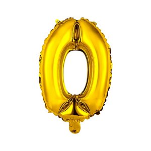 Balão Metalizado Dourado Numero 0 40cm Gate