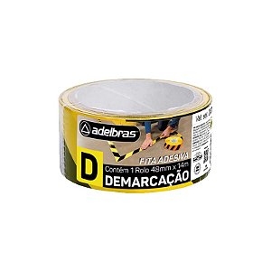 Fita Adesiva 48mmx14m Demarcação Amarela/Preta Adelbras