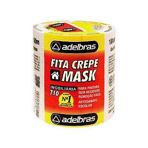 Fita Adesiva Crepe 18mmx10m Escolar Branca Adelbras Pacote com 6 Unidades