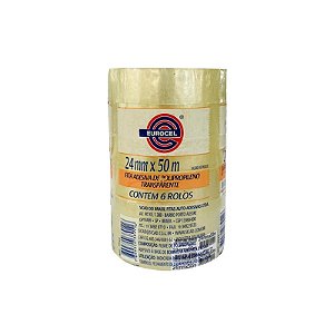 Fita Adesiva 24mmx50m Transparente Eurocel Pacote com 6 Unidades