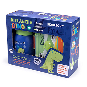 Kit Lanche Dino Garrafa 500ml+Marmita 700ml Leonora