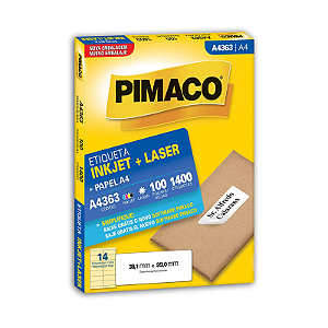 Etiqueta A4 38,1 X 99mm 14 Por Folha 100 Folhas Pimaco