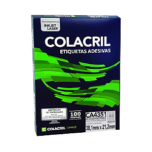 Etiqueta A4 65 Por Folha 38,1mmx21,2 Com 100Fls Colacril
