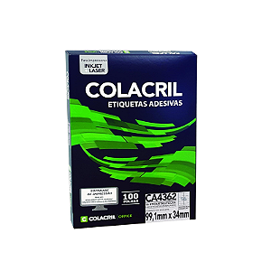Etiqueta A4 16 Por Folha 99,1mmx34mm Com 100Fls Colacril