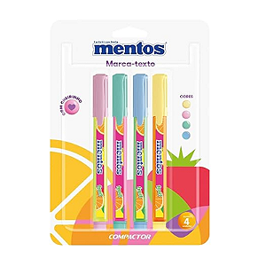 Kit marca texto 4 cores pastel destaque com cheirinho mentos compactor