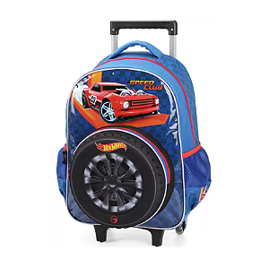 Mochila com rodas azul hotwheels