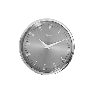 Relógio de parede redondo Jubilee prata 23cm nativo