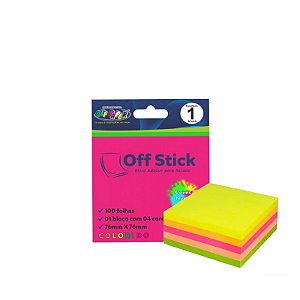 Bloco Adesivo Neon Off Stick 76x76 Off Paper 100 Folhas