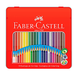 Lapis de cor 24 unidades grip lata faber castell