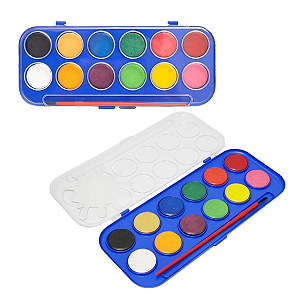 Aquarela com 12 cores em tons frios + pincel e estojo Yins