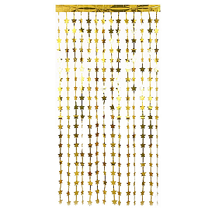 Cortina decorativa metalizada 1x2mts estrela ouro make+